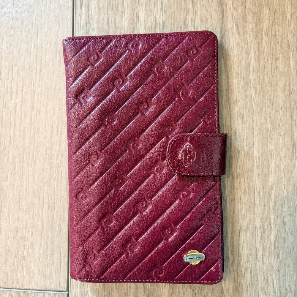 Pierre Cardin Burgundy Quilted Leather Organizer Wallet